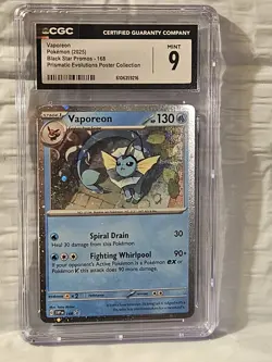 Pokemon Vaporeon 168 Black Star Promo Holo CGC 9 Prismatic Evolutions English - Image 1