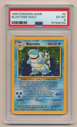 PSA 6 Pokemon Base Set Unlimited Holo Rare Blastoise 2/102 EX/MT Condition! - Image 1