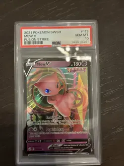 2021 POKEMON SWORD & SHIELD FUSION STRIKE #113 MEW V PSA 10 GEM MINT - Image 1