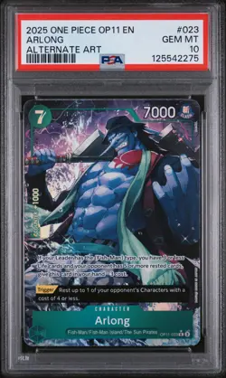 PSA 10 Arlong 2025 One Piece OP11-023 EN A Fist Of Divine Speed Alt Art - Image 1