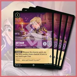 Disney Lorcana TCG: ARTHUR Wizard's Apprentice x4 SR Rise of the Floodborn - Image 1