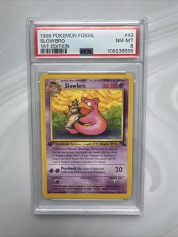 1999 Fossil 1st Edition Slowbro #43 – Vintage Pokemon Card PSA 8 - Image 1