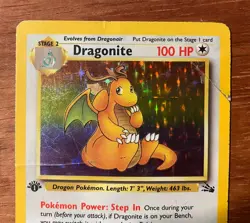 Dragonite 1st Edition Fossil Holo Rare 4/62 1999 Pokemon TCG WOTC Damaged Card - Image 3