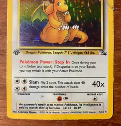 Dragonite 1st Edition Fossil Holo Rare 4/62 1999 Pokemon TCG WOTC Damaged Card - Image 4