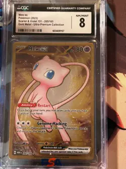 Mew EX CGC 8 Pokemon (2023) Scarlet & Violet 151 205/165 Gold Metal Premium Card - Image 1