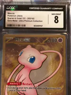 Mew EX CGC 8 Pokemon (2023) Scarlet & Violet 151 205/165 Gold Metal Premium Card - Image 2