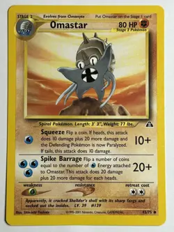 Omastar Neo Discovery 43/75 LP-NM Pokemon card - Image 1