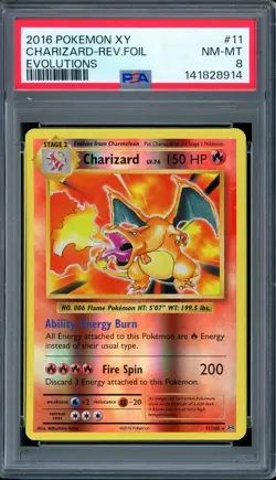 PSA 8 NM-MT Charizard 11/108 Reverse Foil XY Evolutions Pokemon Card - Image 1