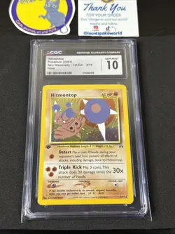 Pokemon Hitmontop Neo Discovery 1st Edition Holo Rare #3 - CGC 10 - Gem Mint - Image 2