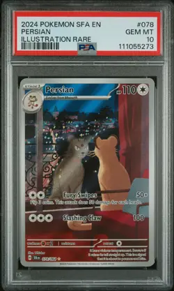 2024 POKEMON SFA EN-SHROUDED FABLE ILLUSTRATION RARE #078 PERSIAN PSA 10 - Image 1