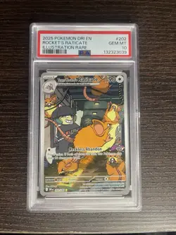 2025 POKEMON DESTINED RIVALS #202/182 TEAM ROCKET'S RATICATE IR PSA 10 - Image 1