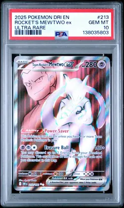 2025 Pokemon Dri En-Destined Rivals #213 Rocket'S Mewtwo Ex Ultra Rare PSA 10 - Image 1