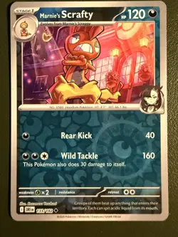 Pokemon TCG Marnie's Scrafty 133/182 SV10 Destined Rivals Reverse Holo NM - Image 1