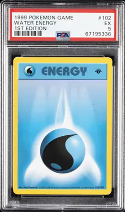 1999 POKEMON BASE SET 1ST EDITION #102 WATER ENERGY PSA 5 - Image 1