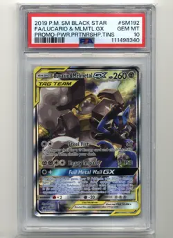 2019 Pokemon Sun and Moon Black Star Promo Lucario & Melmetal GX PSA 10 #SM192 - Image 1