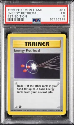 1999 POKEMON BASE SET 1ST EDITION #81 ENERGY RETRIEVAL PSA 5 - Image 1