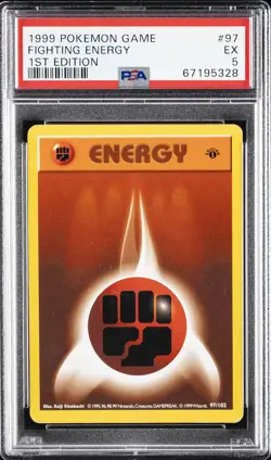 1999 POKEMON BASE SET 1ST EDITION #97 FIGHTING ENERGY PSA 5 - Image 1