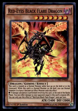 Yu-Gi-Oh TCG #CORE-EN020 Red-Eyes Black Flare Dragon SR,1st Ed. - Image 1