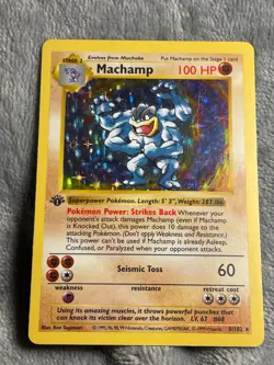 Machamp Shadowless 1st Edition Holo 8/102 Base Set 1999 Pokemon Card - Image 1