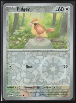 Pidgey Common SV03: Obsidian Flames 162/197 NM Pokemon Card Reverse Holo - Image 1