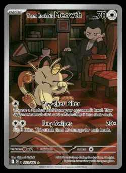 Pokemon Cards Team Rocket's Meowth 203/182 Destined Rivals IR NM *2 - Image 1