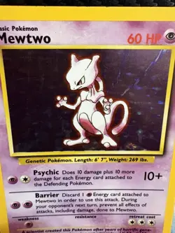 Mewtwo 10/102 Holo Base Set WOTC Vintage Pokemon Card LP - Image 2