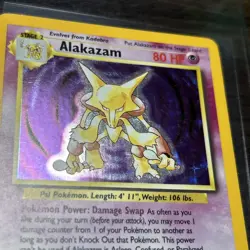 1999 Pokemon TCG Alakazam Base Set Holo Unlimited Rare Card 1/102 - Image 2