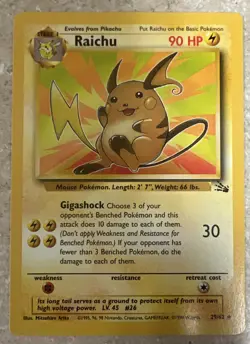 Raichu #26 - Fossil set rare non holo 29/62 Pokemon card - Image 1