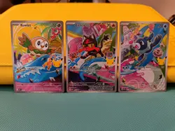 First Partner Illustration Cards - Rowlet, Litten, Popplio - Pack Fresh Mint - Image 1