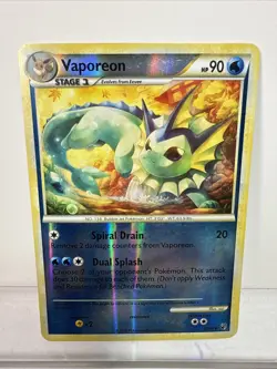 Pokemon TCG Vaporeon HS-Undaunted 41/90 Reverse Holo Uncommon Card MP - Image 1