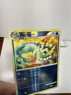 Pokemon TCG Vaporeon HS-Undaunted 41/90 Reverse Holo Uncommon Card MP - Image 2