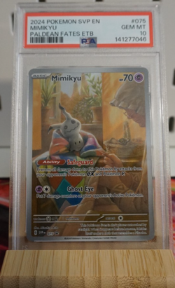 Pokemon TCG Mimikyu Paldean Fates ETB Promo Mimikyu Holo PSA 10 Gem Mint - Image 1