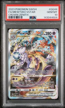 2023 POKEMON SWORD & SHIELD CROWN ZENITH #GG44 FULL ART/MEWTWO VSTAR PSA 10 - Image 1