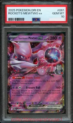 Pokemon Destined Rivals Team Rocket's Mewtwo ex 081 PSA 10 - Image 1