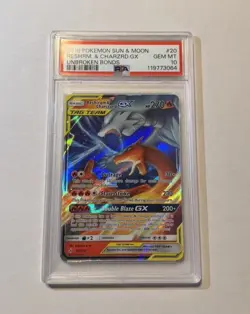 2019 POKEMON SUN & MOON UNBROKEN BONDS #20 RESHIRAM & CHARIZARD GX PSA 10 - Image 1