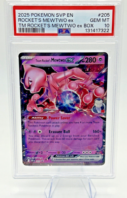 2025 Pokemon Destined Rivals Rocket’s Mewtwo 205 PSA 10 Black Star Promo Gem - Image 1