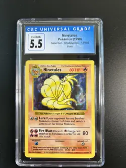 Pokemon TCG Ninetales Base Set Holo Rare Blue Label CGC 5.5 Shadowless - Image 1