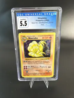 Pokemon TCG Ninetales Base Set Holo Rare Blue Label CGC 5.5 Shadowless - Image 3