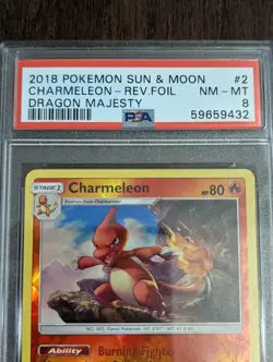 2018 Pokemon Dragon Majesty Charmeleon Reverse Holo #2 - PSA 8 NM-MT - Image 2