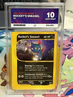 Rockets Sneasel Best Of Game Promo ACE 10 - Pop 3! WOTC Promo Graded Pokemon - Image 1