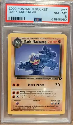 PSA 8 Dark Machamp Non Holo Rare NM - MT 27/82 Team Rocket Unlimited 61845080 - Image 1
