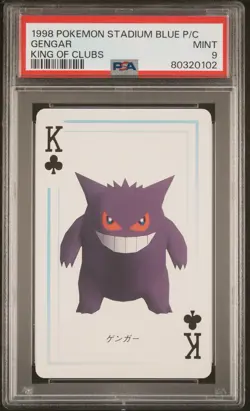 1998 POKEMON STADIUM BLUE VERSION 3-D KING OF CLUBS GENGAR PSA 9 POP 7 - Image 1