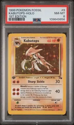 Kabutops 9/62 1st Edition 1999 POKEMON FOSSIL HOLO PSA 8 NM-MT - Image 1