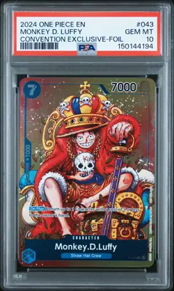 2024 One Piece EN Convention Exclusive Foil #043 Monkey D. Luffy PSA 10 GEM MINT - Image 1