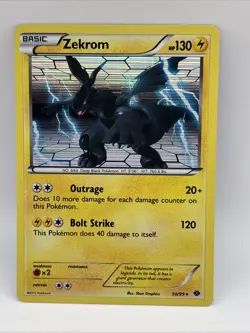 Pokemon TCG Zekrom Next Destinies Black White Card 50/99 Holo Rare LP - Image 1