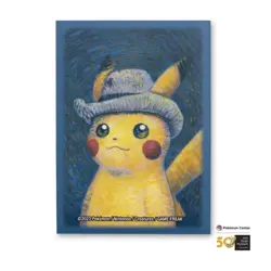 Pokemon Center x Van Gogh Museum Pikachu Grey Felt Hat 65 Card Sleeves x2 Packs - Image 4