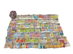 Large Pokemon Card Bundle with V GX EX Cards & Metal Tin - Mixed Types - Image 1
