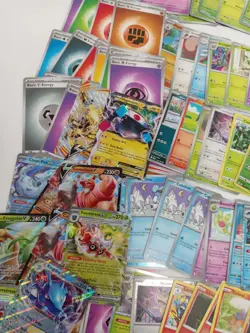 Large Pokemon Card Bundle with V GX EX Cards & Metal Tin - Mixed Types - Image 4