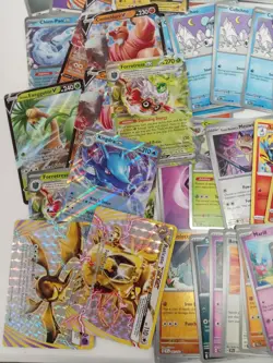 Large Pokemon Card Bundle with V GX EX Cards & Metal Tin - Mixed Types - Image 5
