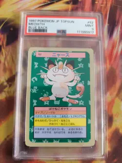 Pokemon Card Meowth Mauzi Topsun Blue Back Bandai 1995 Vintage Japanese PSA 9 - Image 2